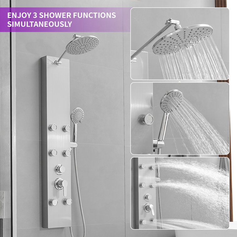 Nickel Chrome 60.55'' Shower Panel with Adjustable Shower Head