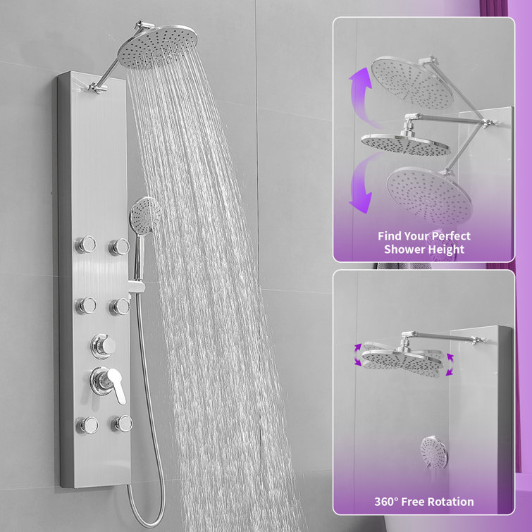 Nickel Chrome 60.55'' Shower Panel with Adjustable Shower Head