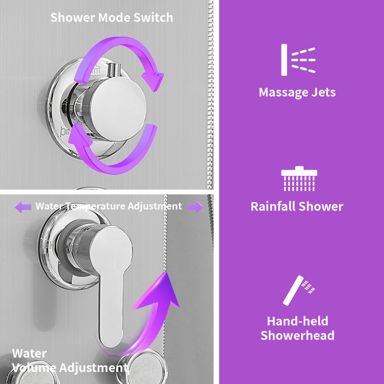 Nickel Chrome 60.55'' Shower Panel with Adjustable Shower Head