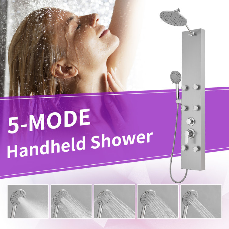 Nickel Chrome 60.55'' Shower Panel with Adjustable Shower Head