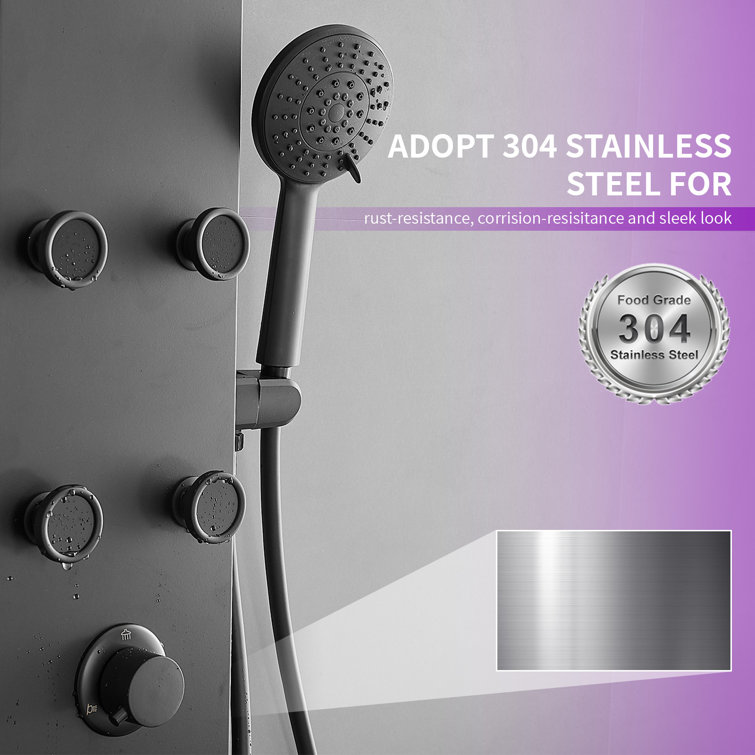 Matte Black 60.55'' Shower Panel with Adjustable Head and Jets