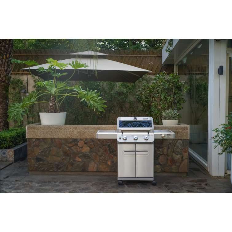 Stainless Steel 3-Burner Propane Gas Grill with Side Burner