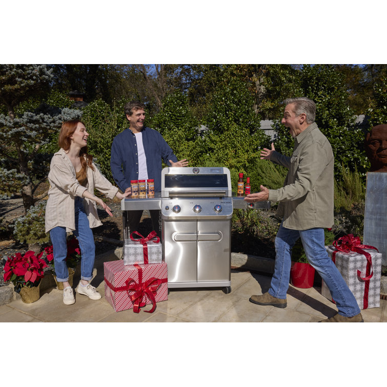 Stainless Steel 3-Burner Propane Gas Grill with Side Burner