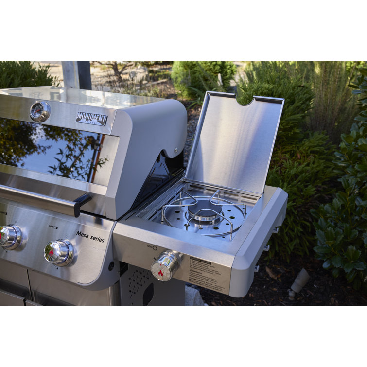 Stainless Steel 3-Burner Propane Gas Grill with Side Burner