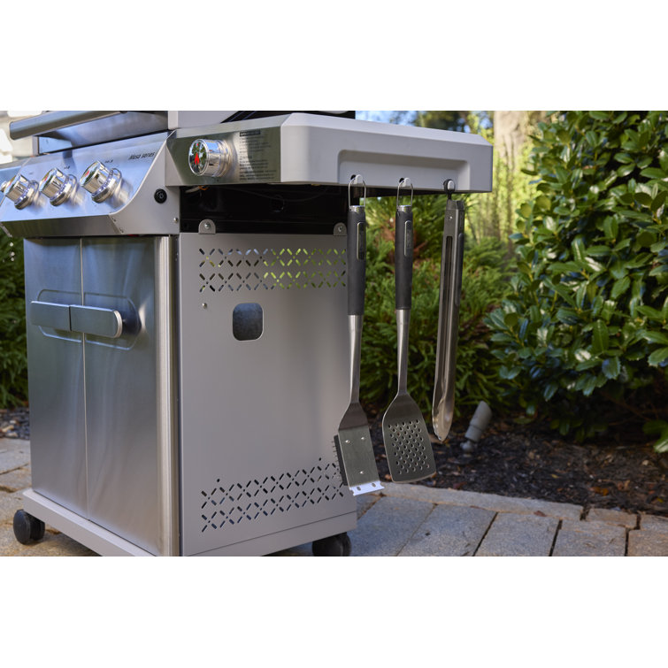 Stainless Steel 3-Burner Propane Gas Grill with Side Burner
