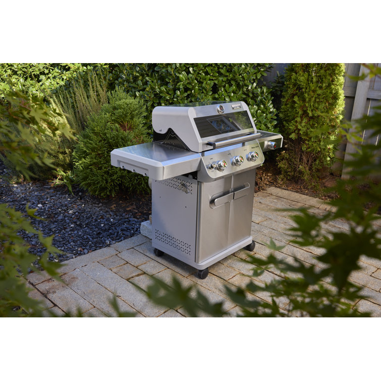 Stainless Steel 3-Burner Propane Gas Grill with Side Burner