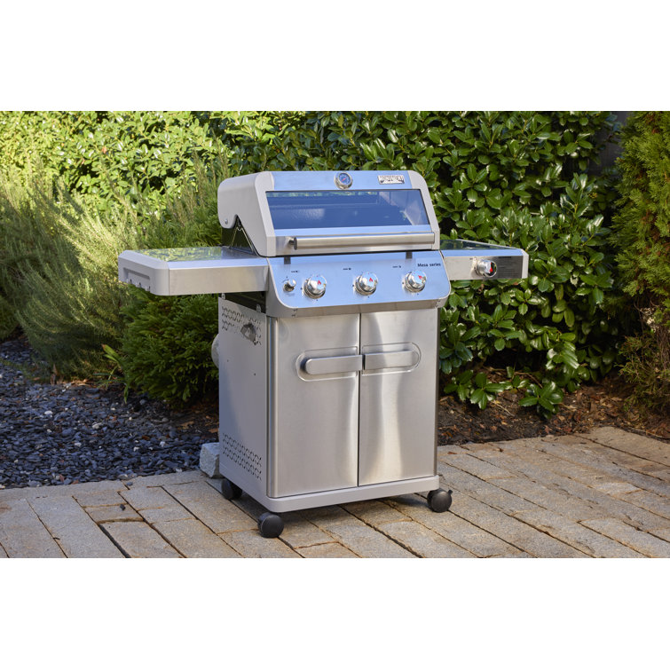 Stainless Steel 3-Burner Propane Gas Grill with Side Burner