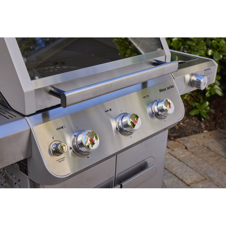 Stainless Steel 3-Burner Propane Gas Grill with Side Burner