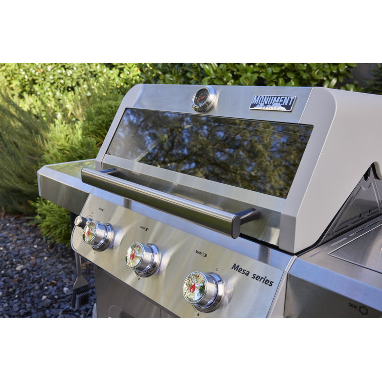 Stainless Steel 3-Burner Propane Gas Grill with Side Burner