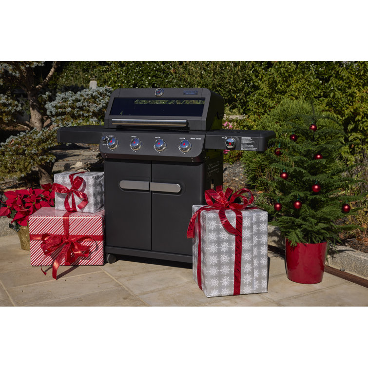 Mesa Black Stainless Steel 4-Burner Propane Gas Grill with Side Burner