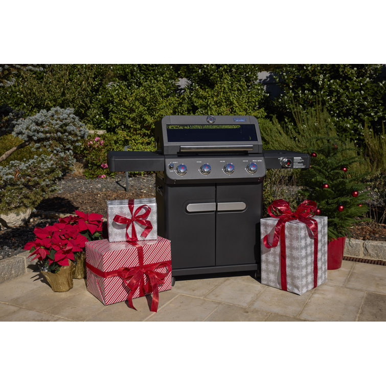 Mesa Black Stainless Steel 4-Burner Propane Gas Grill with Side Burner