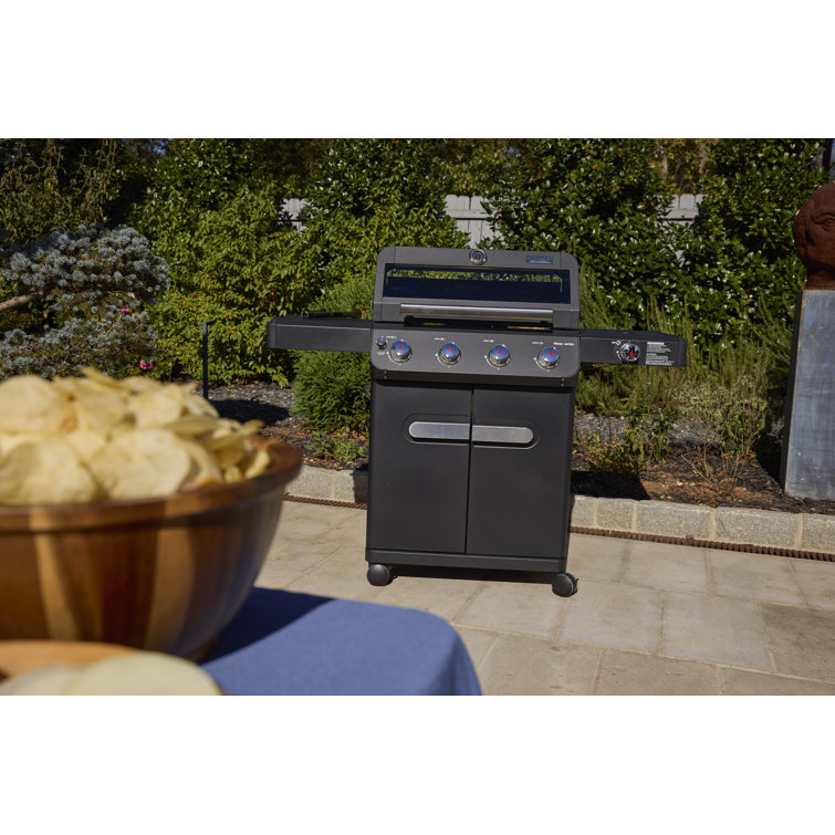 Mesa Black Stainless Steel 4-Burner Propane Gas Grill with Side Burner