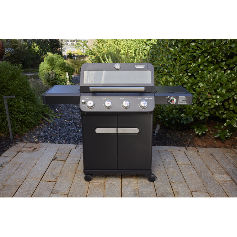 Mesa Black Stainless Steel 4-Burner Propane Gas Grill with Side Burner