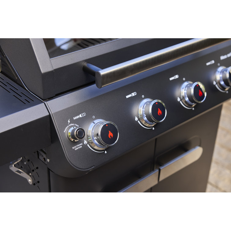 Mesa Black Stainless Steel 4-Burner Propane Gas Grill with Side Burner