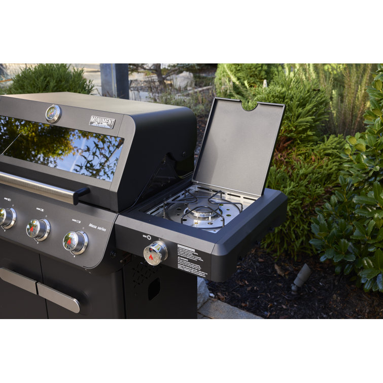 Mesa Black Stainless Steel 4-Burner Propane Gas Grill with Side Burner
