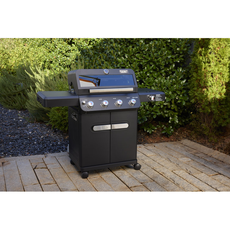 Mesa Black Stainless Steel 4-Burner Propane Gas Grill with Side Burner