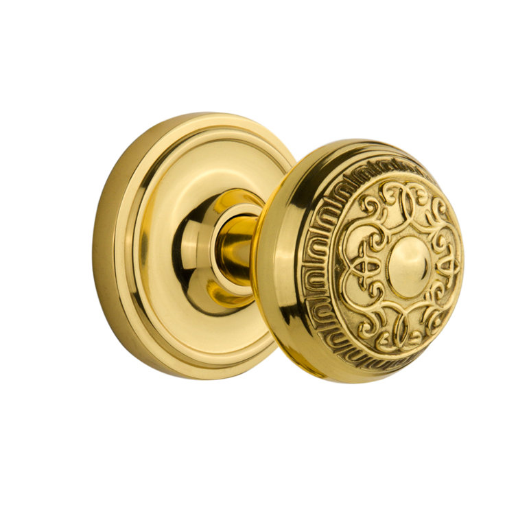 Polished Brass Classic Rosette Egg & Dart Door Knob
