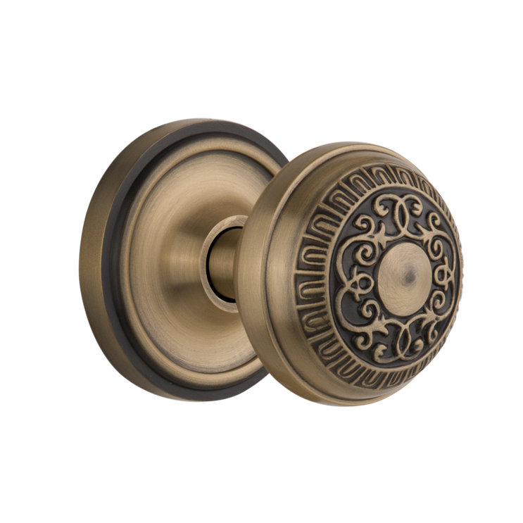 Antique Brass Classic Rosette Egg & Dart Door Knob