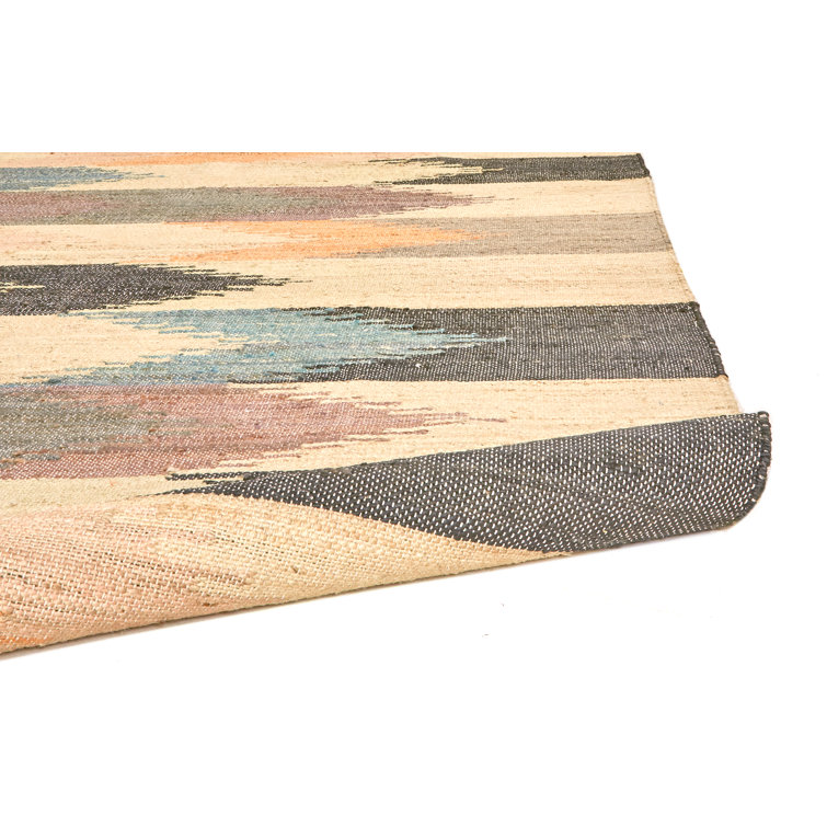 Cara Southwestern Blue Geometric Wool 9' x 12' Dhurrie Rug