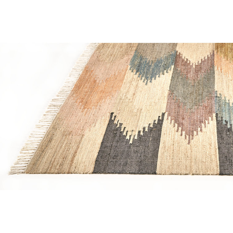Cara Southwestern Blue Geometric Wool 9' x 12' Dhurrie Rug