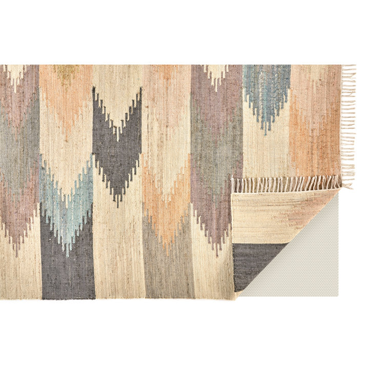 Cara Southwestern Blue Geometric Wool 9' x 12' Dhurrie Rug
