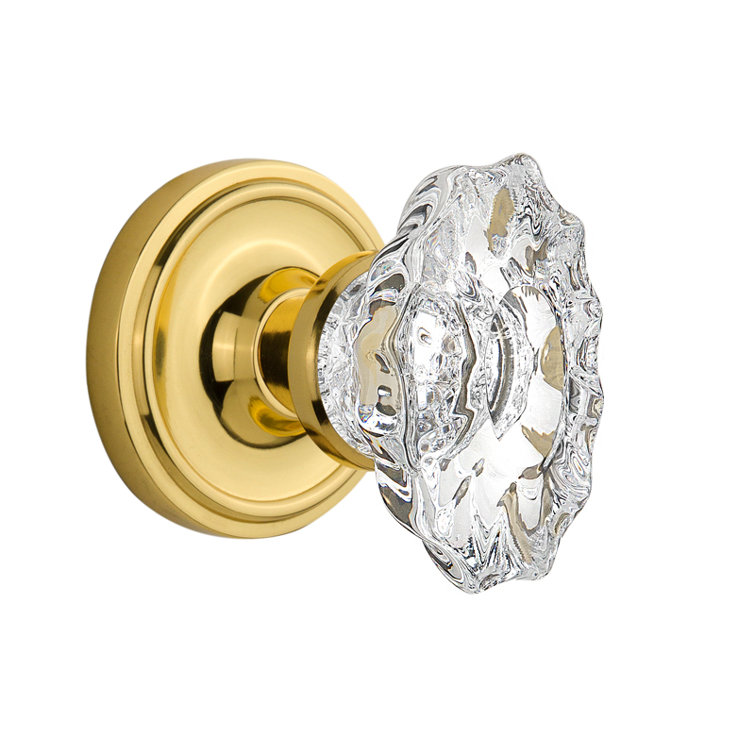 Polished Brass Classic Rosette with Crystal Door Knob