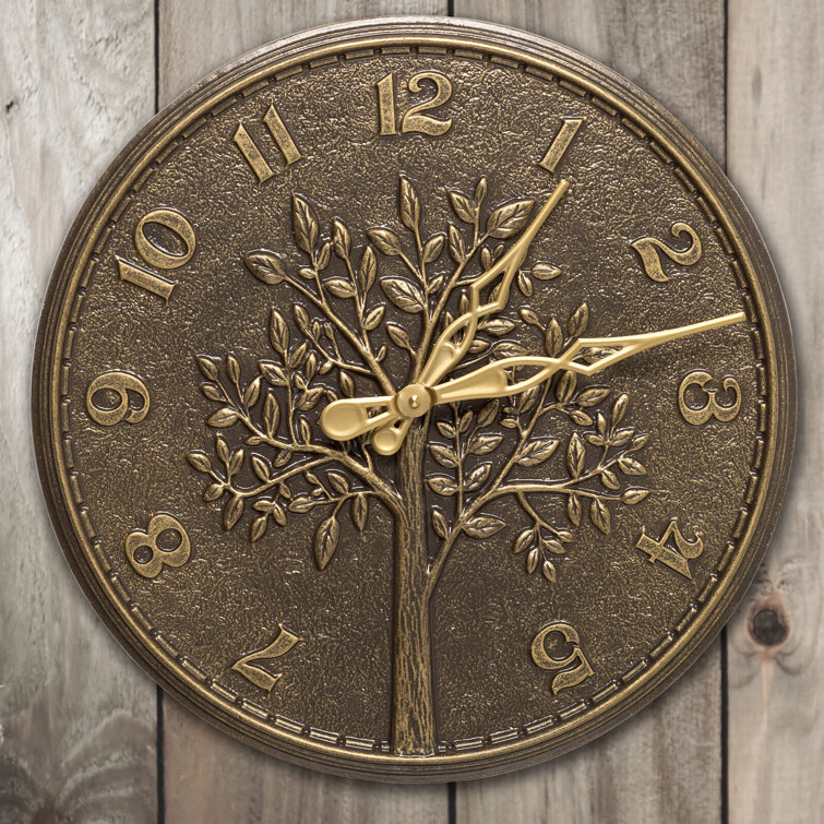 French Bronze 16" Aluminum Tree of Life Wall Clock