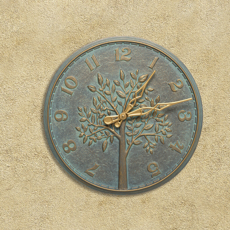 Bronze Verdigris Aluminum Tree of Life 16" Wall Clock