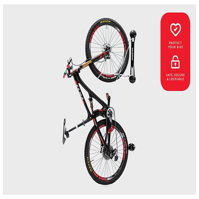 Black and Silver Steel Wall Mounted Bike Storage Rack