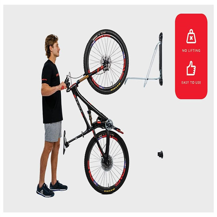 Black and Silver Steel Wall Mounted Bike Storage Rack