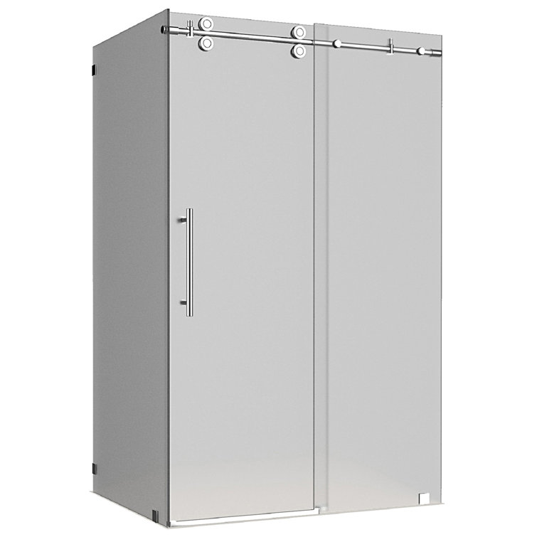 Langham 48" x 75" Frosted Glass Frameless Sliding Shower Enclosure