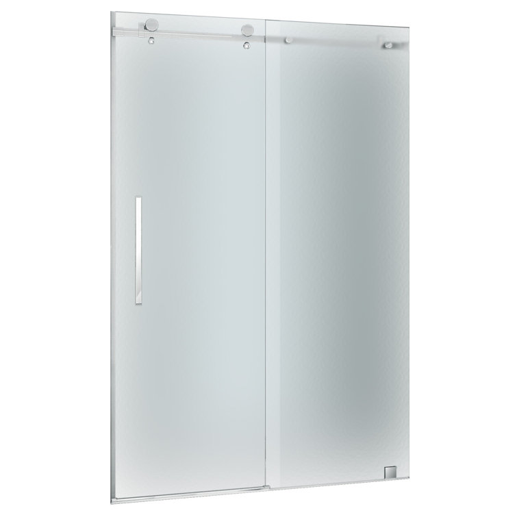 Moselle 48'' x 75'' Chrome Frameless Sliding Shower Door with Frosted Glass
