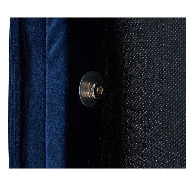 Navy Blue Velvet Tufted Queen Bed with Nailhead Trim