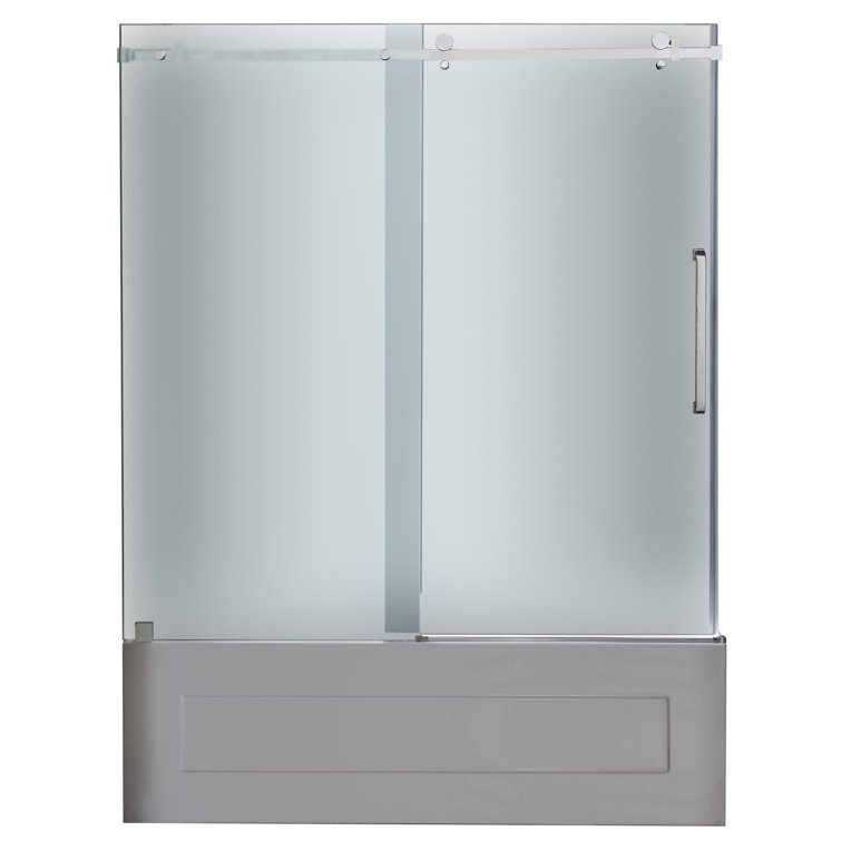 Moselle 60" Chrome Frameless Sliding Tub Door with Frosted Glass