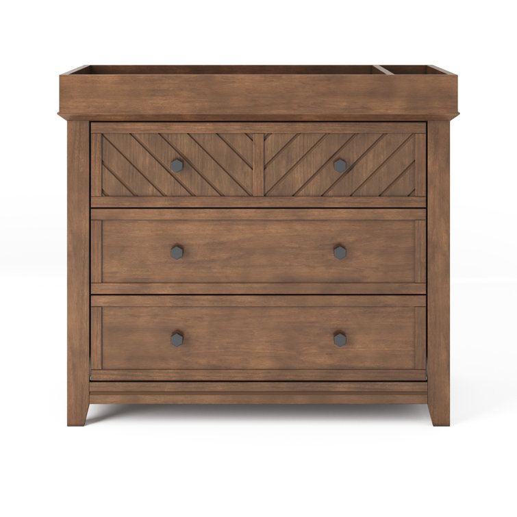 Atwood Cocoa Bean 3-Drawer Nursery Dresser with Chevron Pattern