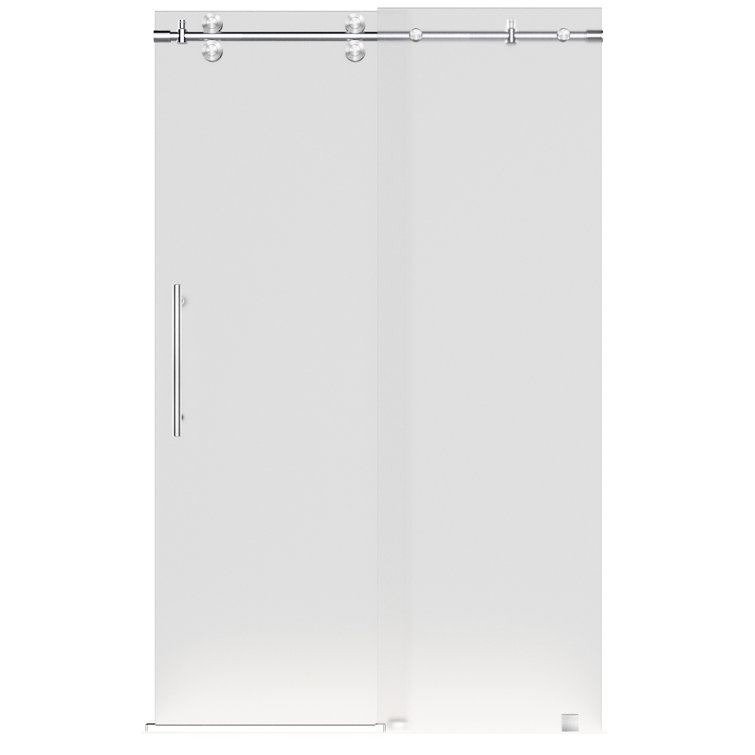 Langham 48" Frameless Sliding Shower Door with Frosted Glass and Stainless Steel Frame
