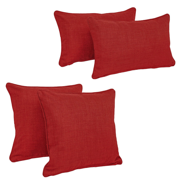 Paprika Red Indoor/Outdoor Corded Throw Pillow Set, 4 Pieces