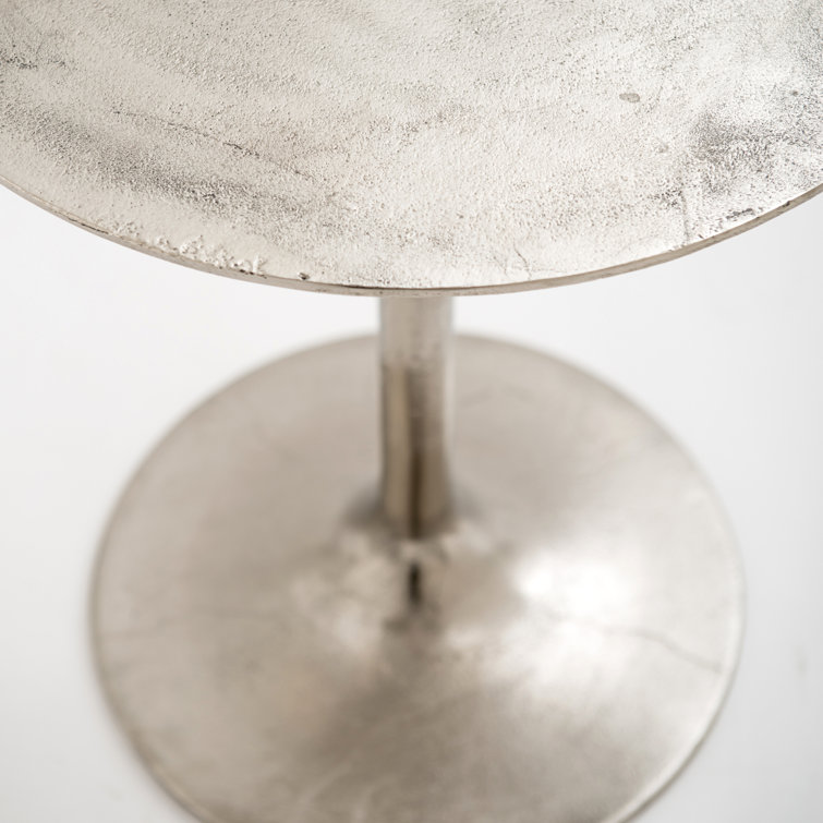 Silver Round Metal Contemporary End Table