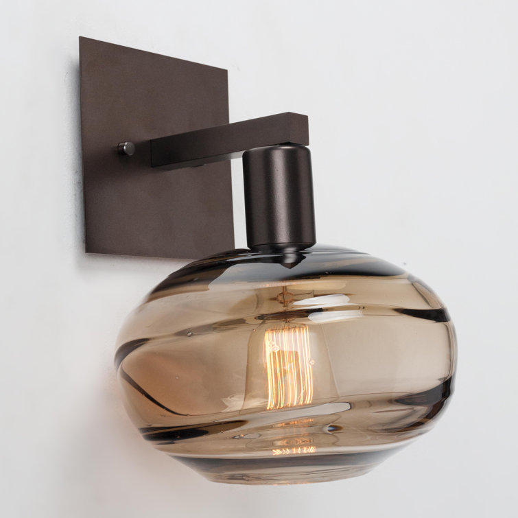 Coppa 9.5" Optic Smoke Glass & Flat Bronze Wall Sconce