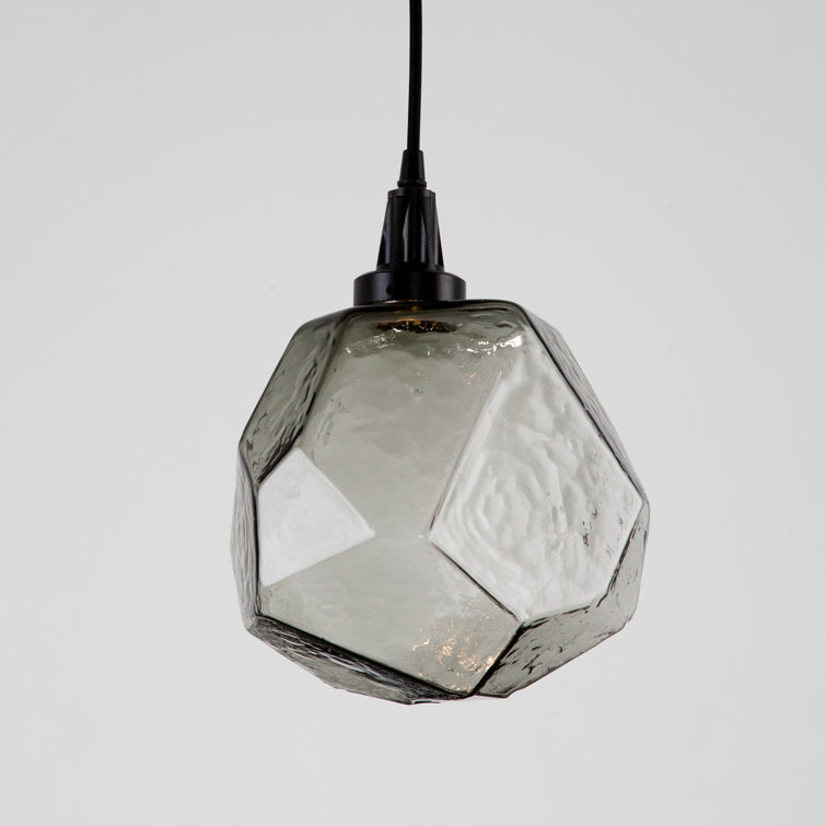 Gem LED Geometric Pendant in Matte Black with Smoke Glass