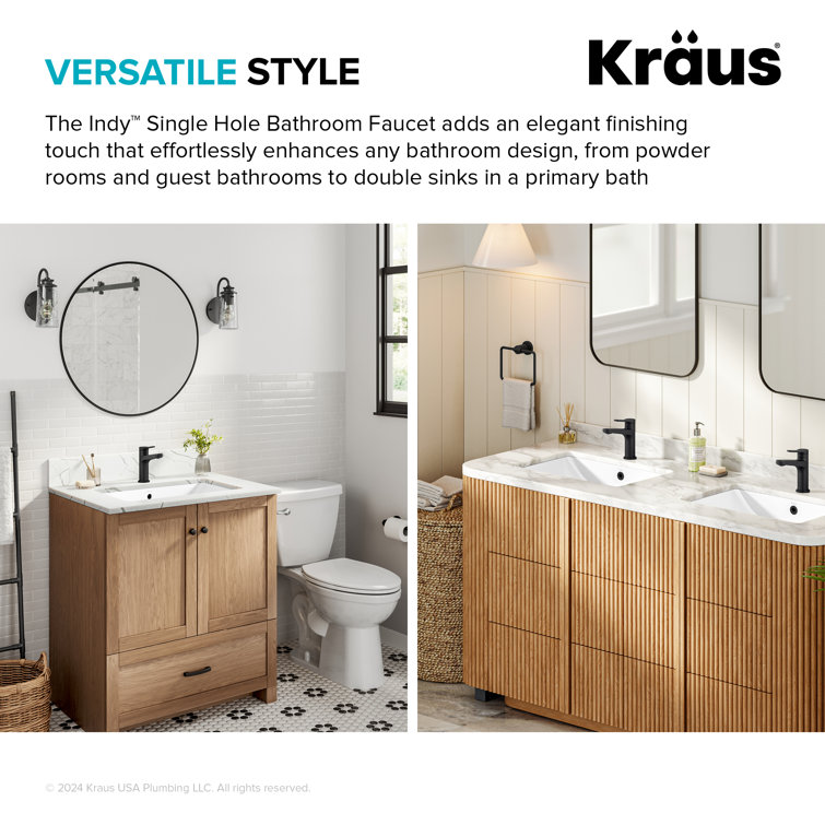 Indy Spot-Free Brushed Brass Single Handle Bathroom Faucet