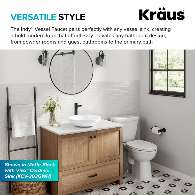Indy Spot-Free Brushed Brass Single Handle Vessel Sink Faucet