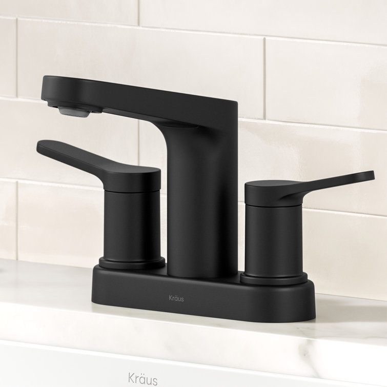 Indy Matte Black Dual Handle Bathroom Faucet with Pop-Up Drain