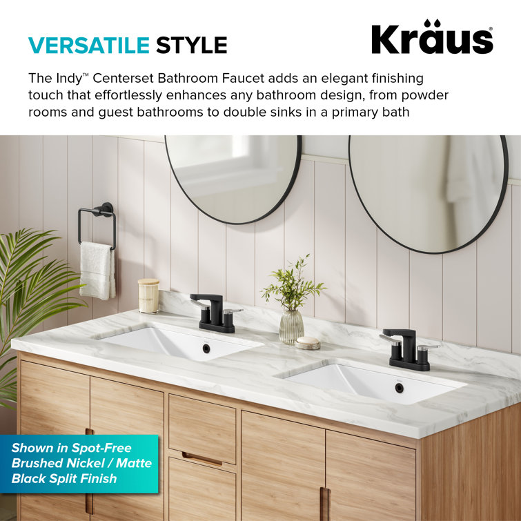 Indy Matte Black Dual Handle Bathroom Faucet with Pop-Up Drain