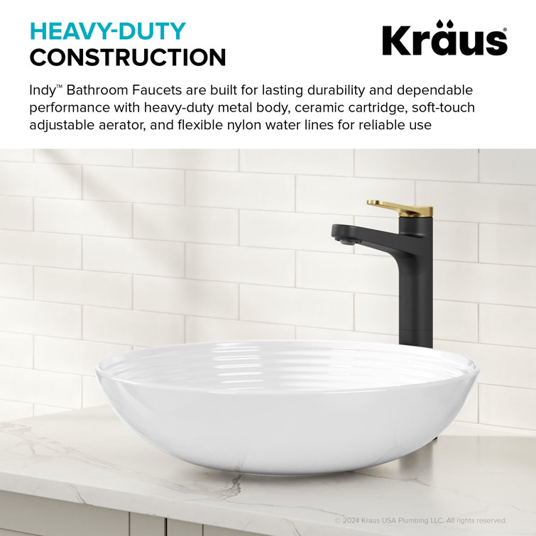 Spot-Free Brushed Brass and Matte Black Vessel Sink Faucet