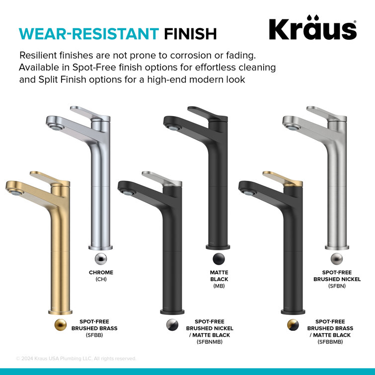 Spot-Free Brushed Brass and Matte Black Vessel Sink Faucet