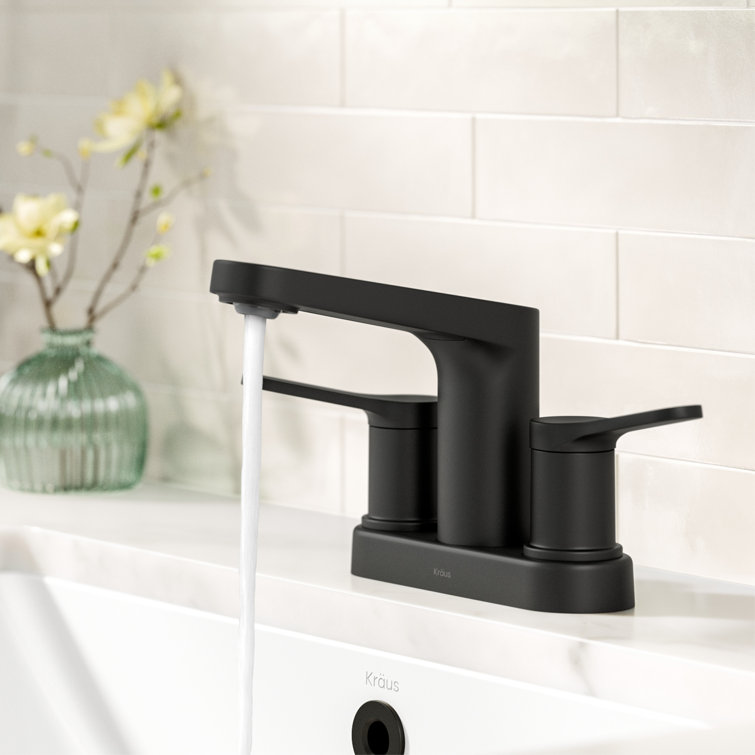 Indy Matte Black Dual Handle Bathroom Faucet with Pop-Up Drain