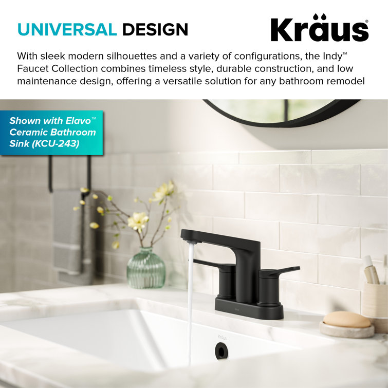 Indy Matte Black Dual Handle Bathroom Faucet with Pop-Up Drain
