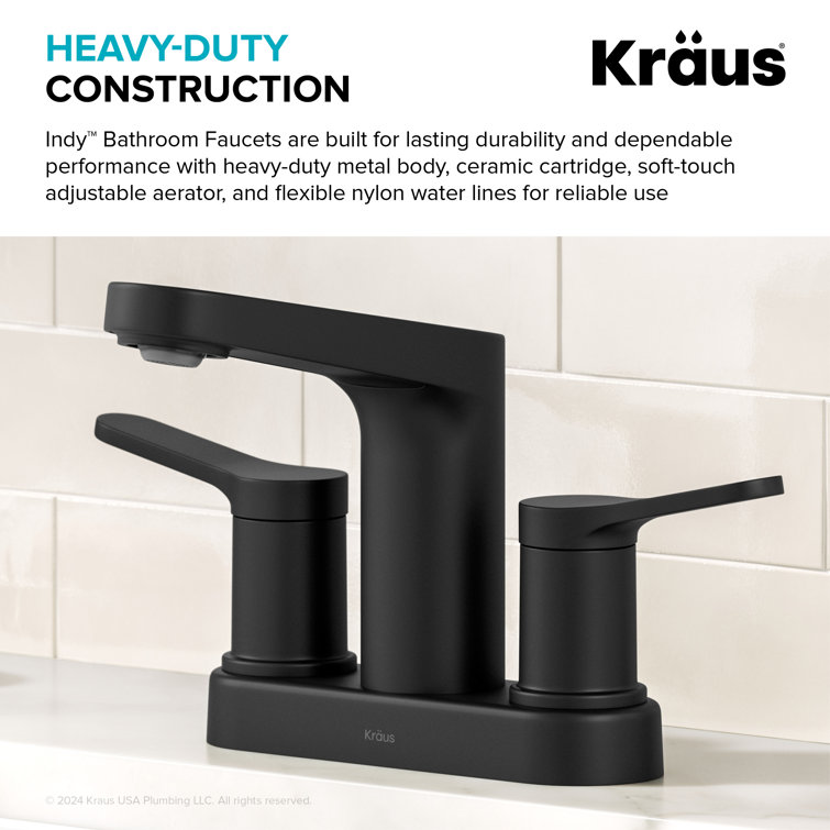 Indy Matte Black Dual Handle Bathroom Faucet with Pop-Up Drain