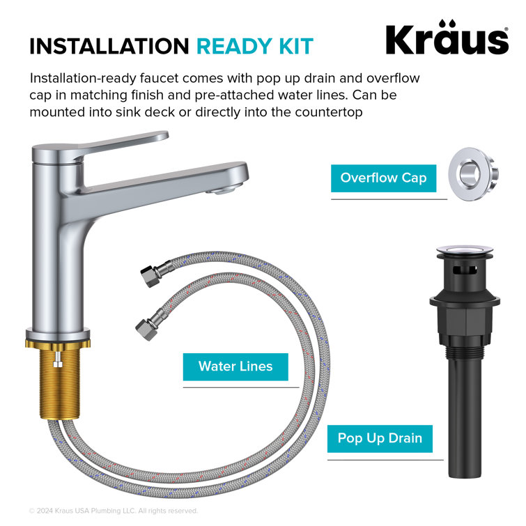 Indy Chrome Single Handle Bathroom Faucet with Pop Up Drain